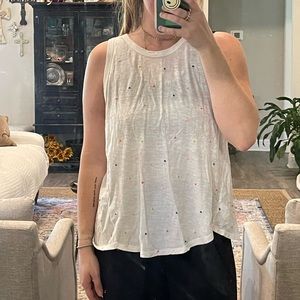 polka dot embroidered tank
